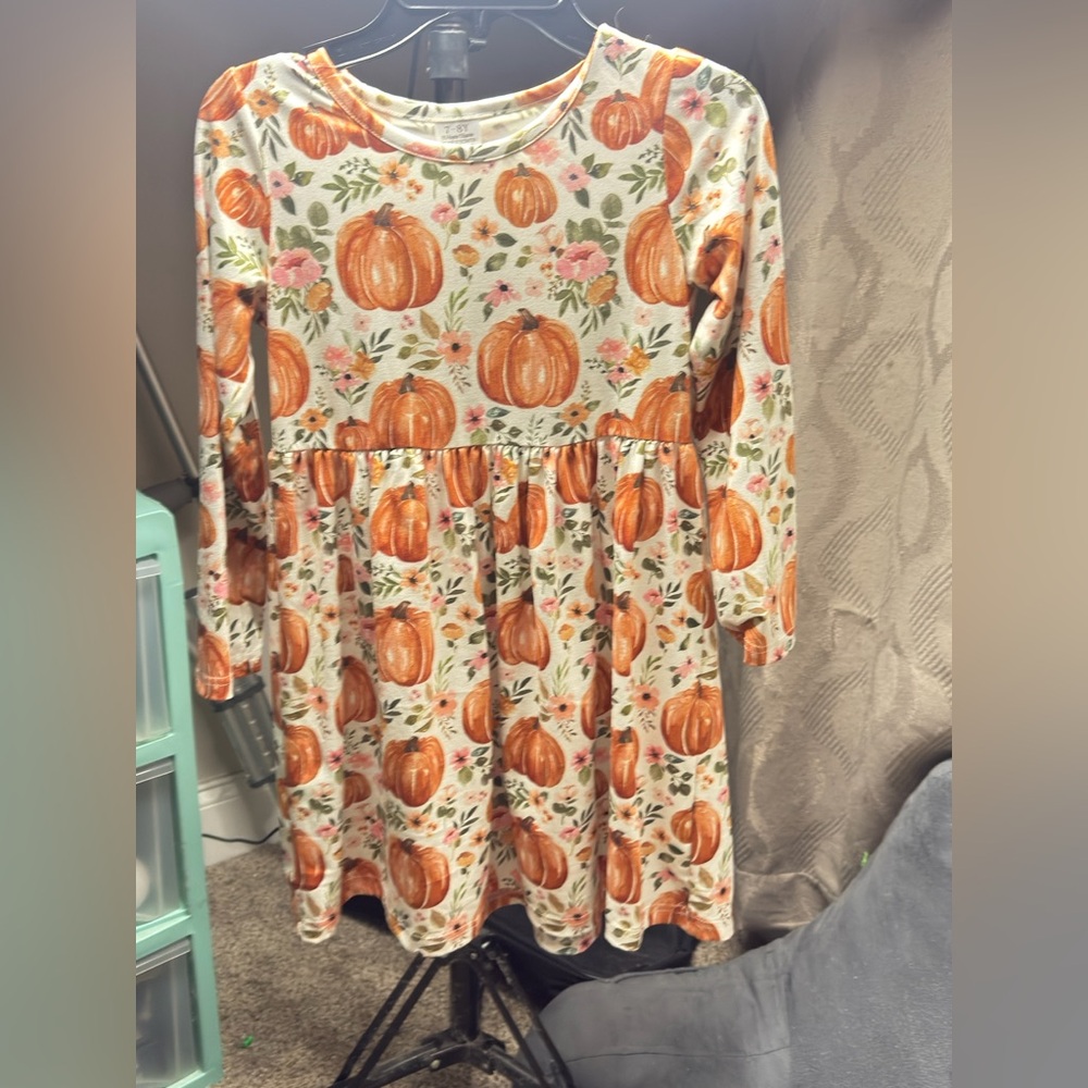 Amazon Kids Pumpkin Print Dress - Orange and Cream